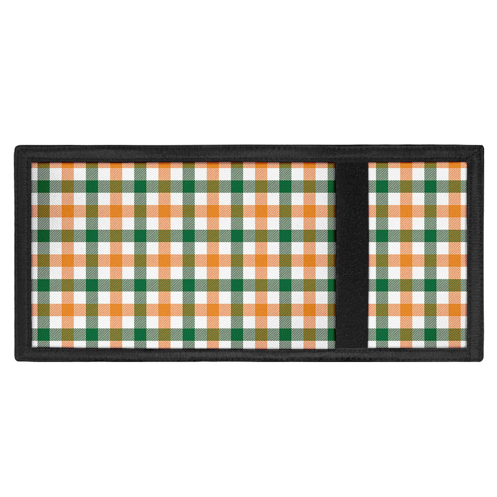 White Orange And Green Plaid Print Trifold Wallet