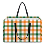 White Orange And Green Plaid Print Utility Tote Bag