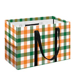White Orange And Green Plaid Print Utility Tote Bag