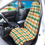White Orange And Green Plaid Print Waterproof Car Seat Cover