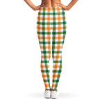 White Orange And Green Plaid Print Women's Leggings