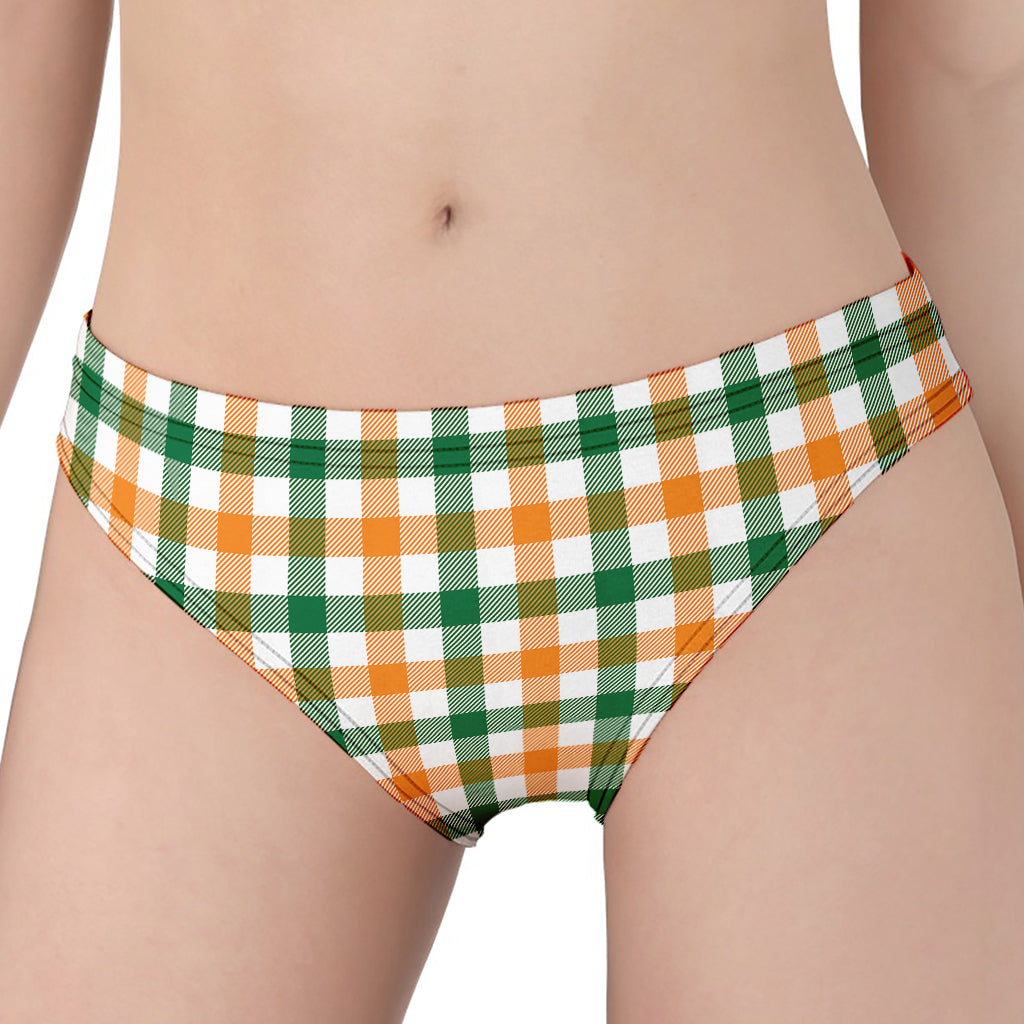 White Orange And Green Plaid Print Women's Panties