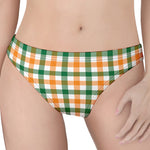White Orange And Green Plaid Print Women's Thong