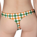 White Orange And Green Plaid Print Women's Thong