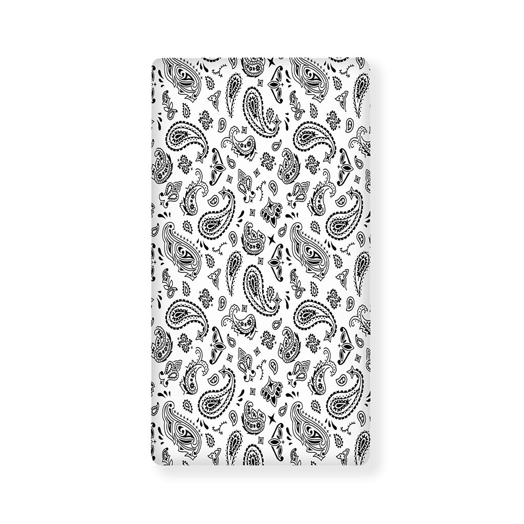 White Paisley Bandana Pattern Print Baby Crib Sheet