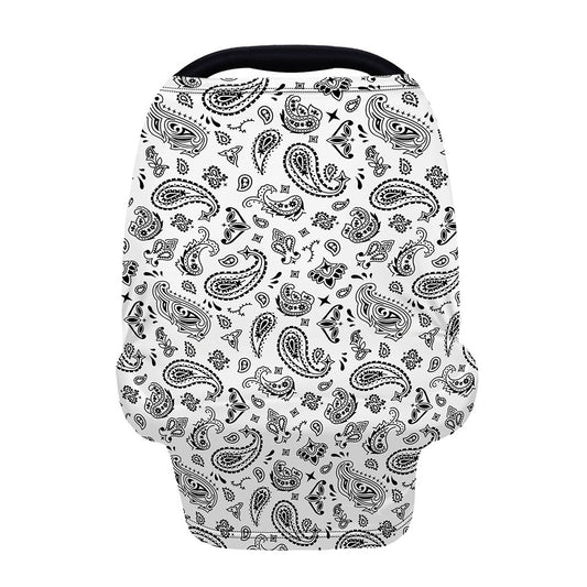 White Paisley Bandana Pattern Print Baby Seat Cover