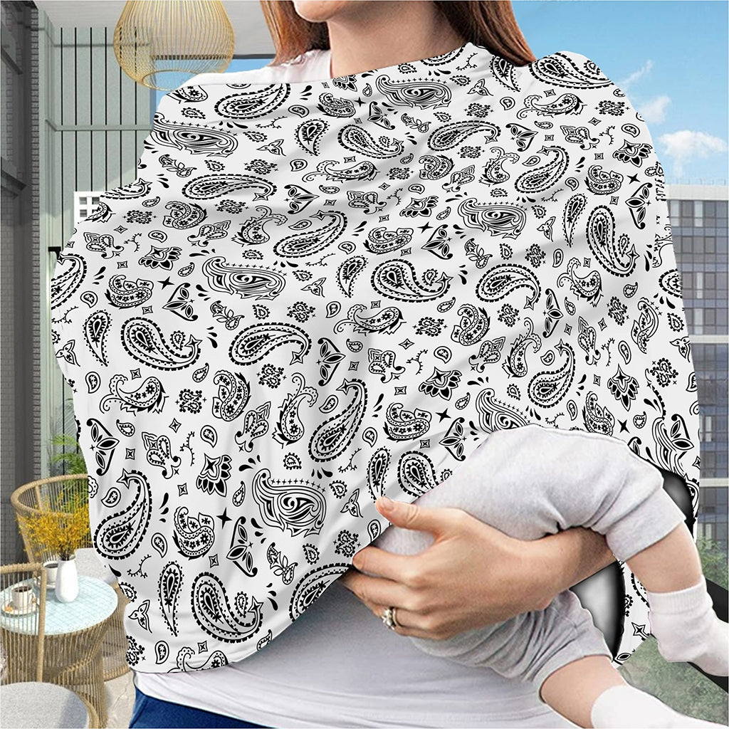 White Paisley Bandana Pattern Print Baby Seat Cover