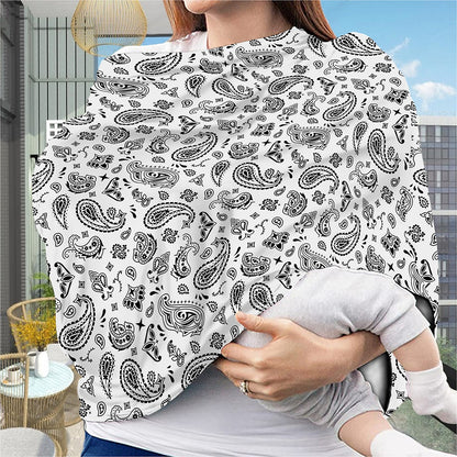 White Paisley Bandana Pattern Print Baby Seat Cover