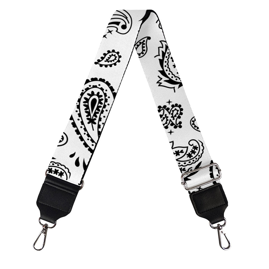 White Paisley Bandana Pattern Print Bag Strap