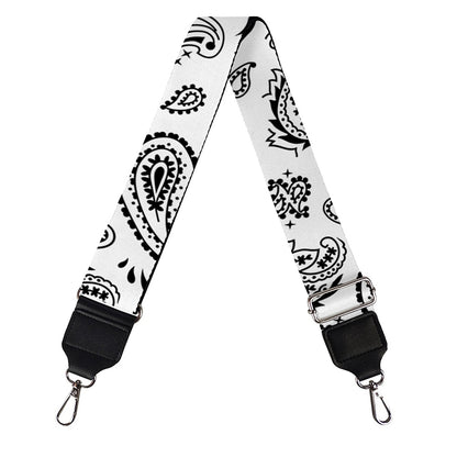White Paisley Bandana Pattern Print Bag Strap