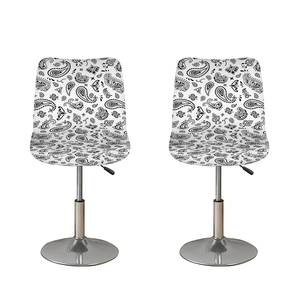White Paisley Bandana Pattern Print Bar Stool Covers
