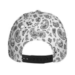 White Paisley Bandana Pattern Print Baseball Cap