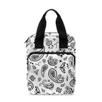 White Paisley Bandana Pattern Print Bible Tote Bag