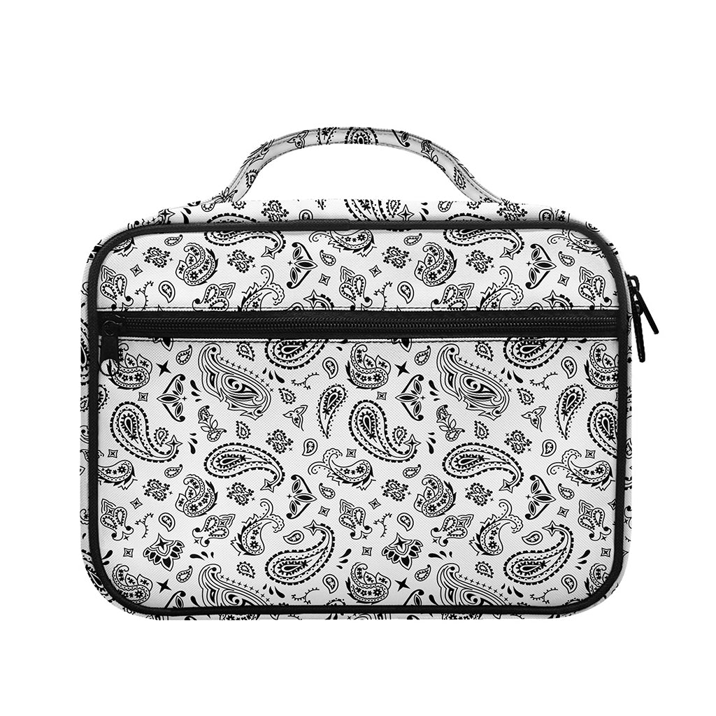 White Paisley Bandana Pattern Print Briefcase Bible Bag