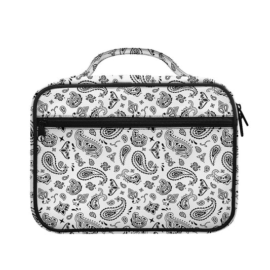 White Paisley Bandana Pattern Print Briefcase Bible Bag