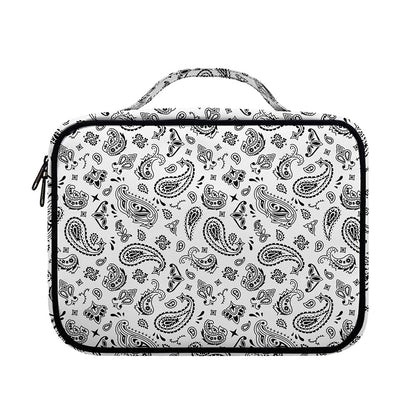 White Paisley Bandana Pattern Print Briefcase Bible Bag