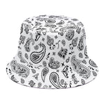 White Paisley Bandana Pattern Print Bucket Hat