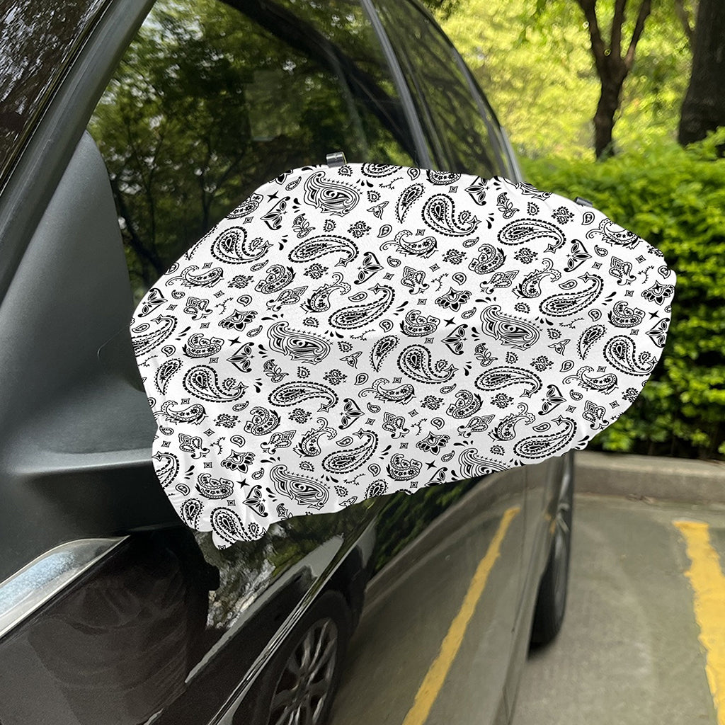 White Paisley Bandana Pattern Print Car Side Mirror Covers