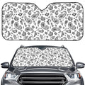 White Paisley Bandana Pattern Print Car Windshield Sun Shade