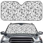 White Paisley Bandana Pattern Print Car Windshield Sun Shade