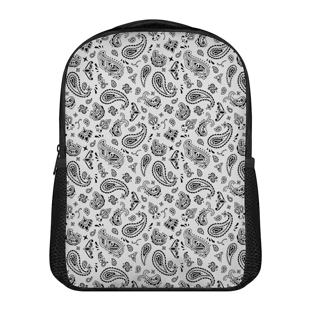White Paisley Bandana Pattern Print Casual Backpack