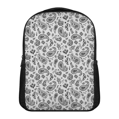 White Paisley Bandana Pattern Print Casual Backpack