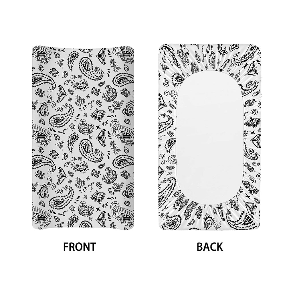 White Paisley Bandana Pattern Print Changing Pad Cover