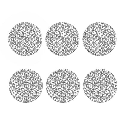 White Paisley Bandana Pattern Print Coaster Set