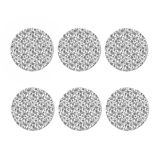 White Paisley Bandana Pattern Print Coaster Set