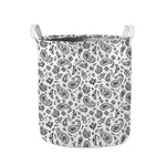 White Paisley Bandana Pattern Print Collapsible Laundry Basket