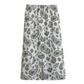 White Paisley Bandana Pattern Print Cotton Front Slit Maxi Skirt