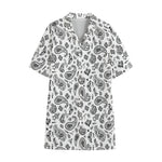 White Paisley Bandana Pattern Print Cotton Hawaiian Shirt