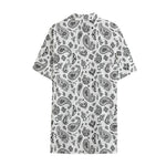 White Paisley Bandana Pattern Print Cotton Hawaiian Shirt