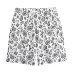 White Paisley Bandana Pattern Print Cotton Shorts