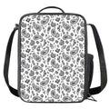 White Paisley Bandana Pattern Print Crossbody Lunch Bag