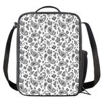 White Paisley Bandana Pattern Print Crossbody Lunch Bag