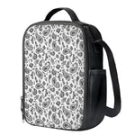 White Paisley Bandana Pattern Print Crossbody Lunch Bag