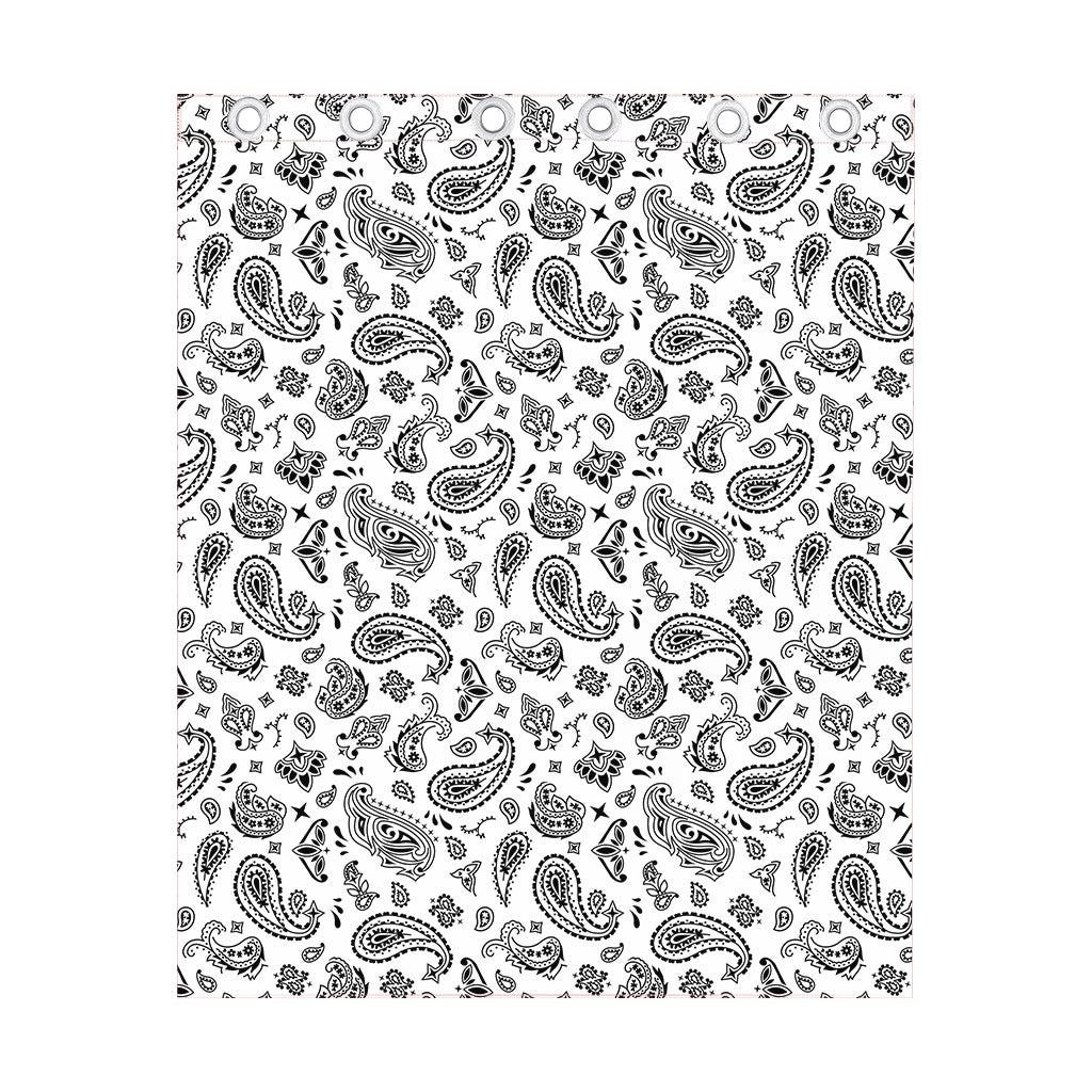 White Paisley Bandana Pattern Print Curtain