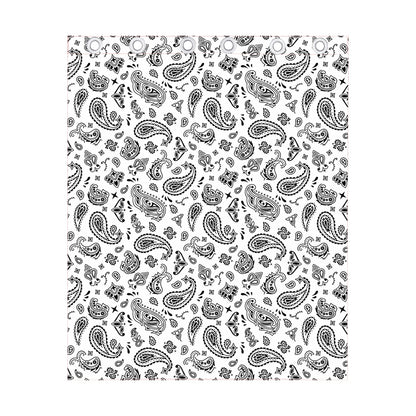 White Paisley Bandana Pattern Print Curtain