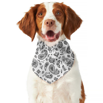 White Paisley Bandana Pattern Print Dog Bandana