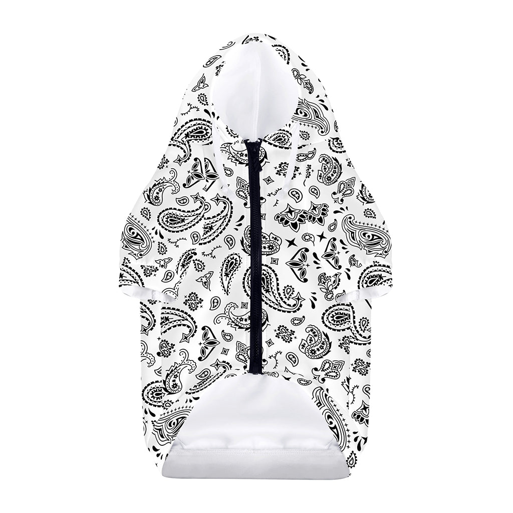White Paisley Bandana Pattern Print Dog Zip Up Hoodie