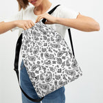 White Paisley Bandana Pattern Print Drawstring Backpack