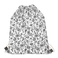 White Paisley Bandana Pattern Print Drawstring Bag