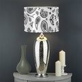 White Paisley Bandana Pattern Print Drum Lamp Shade