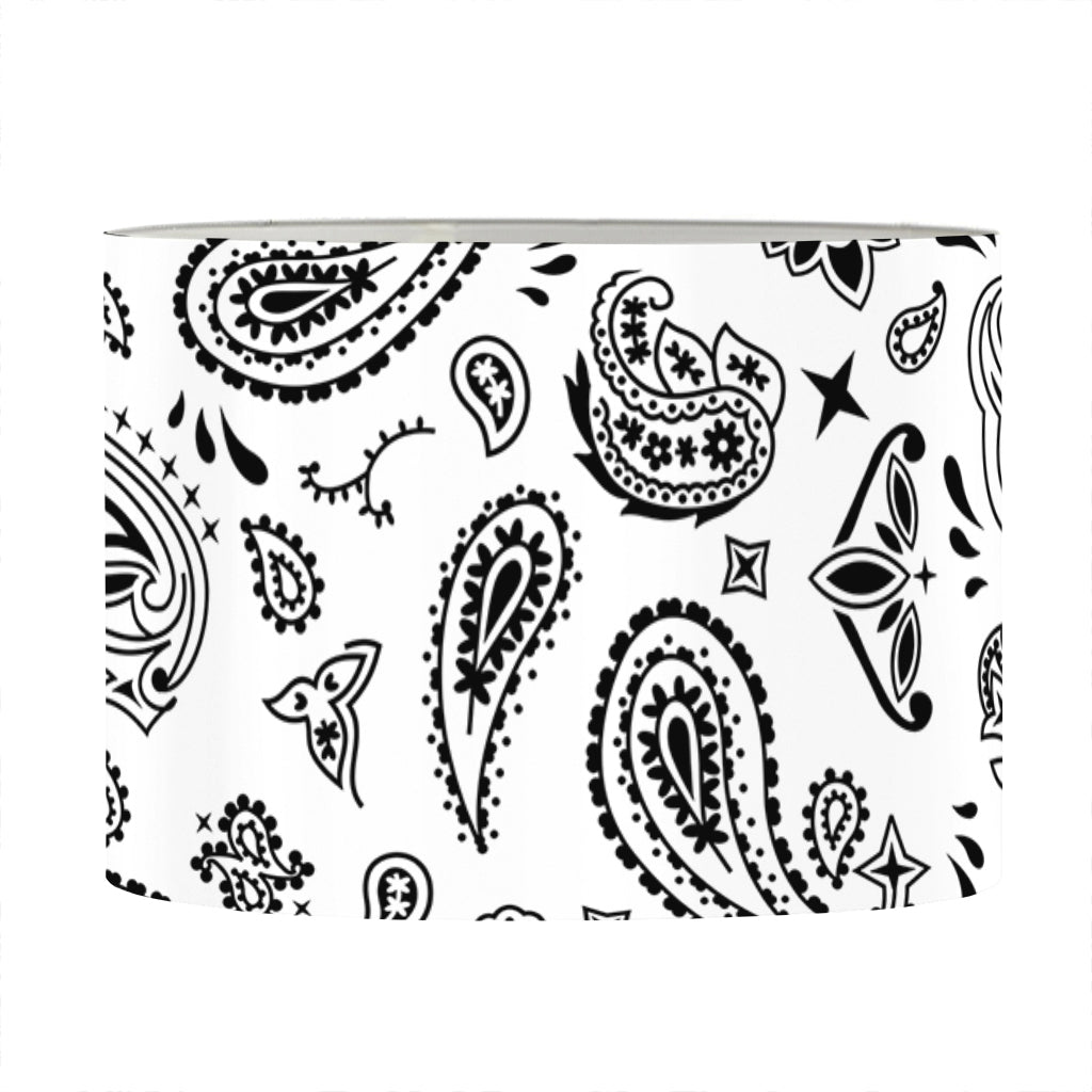 White Paisley Bandana Pattern Print Drum Lamp Shade