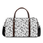 White Paisley Bandana Pattern Print Duffle Bag