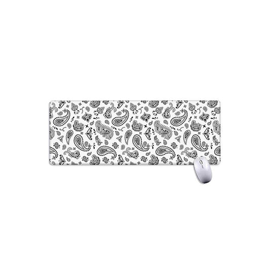 White Paisley Bandana Pattern Print Extended Mouse Pad