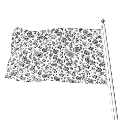 White Paisley Bandana Pattern Print Flag