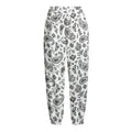 White Paisley Bandana Pattern Print Fleece Lined Knit Pants