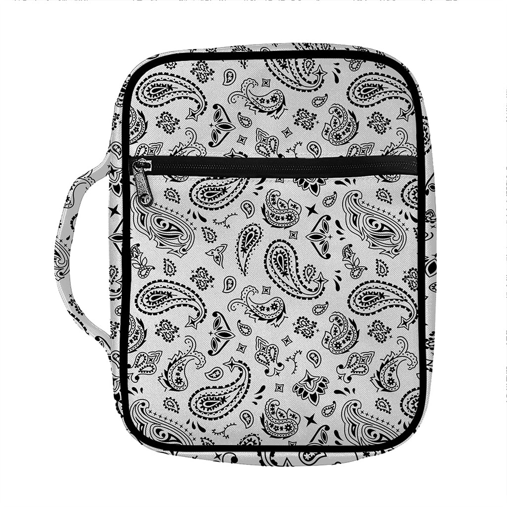 White Paisley Bandana Pattern Print Front Pocket Bible Bag